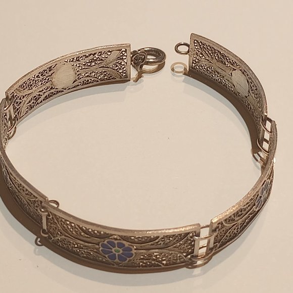 Vintage Rare Enamel filigree bracelet - Picture 2 of 8